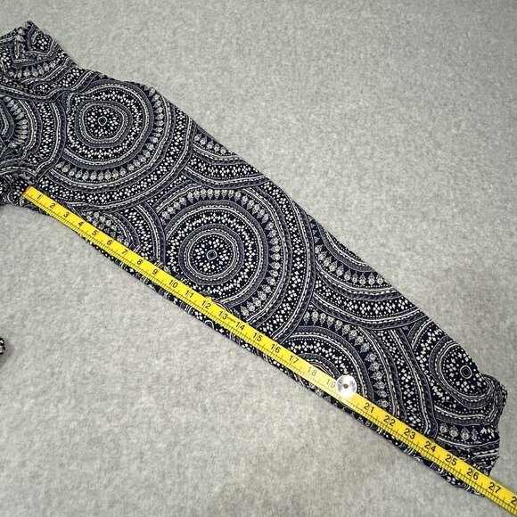 Wet Seal Blue White Medallion Jogger Pants Size S Chiffon Lightweight Flowy - Picture 9 of 10